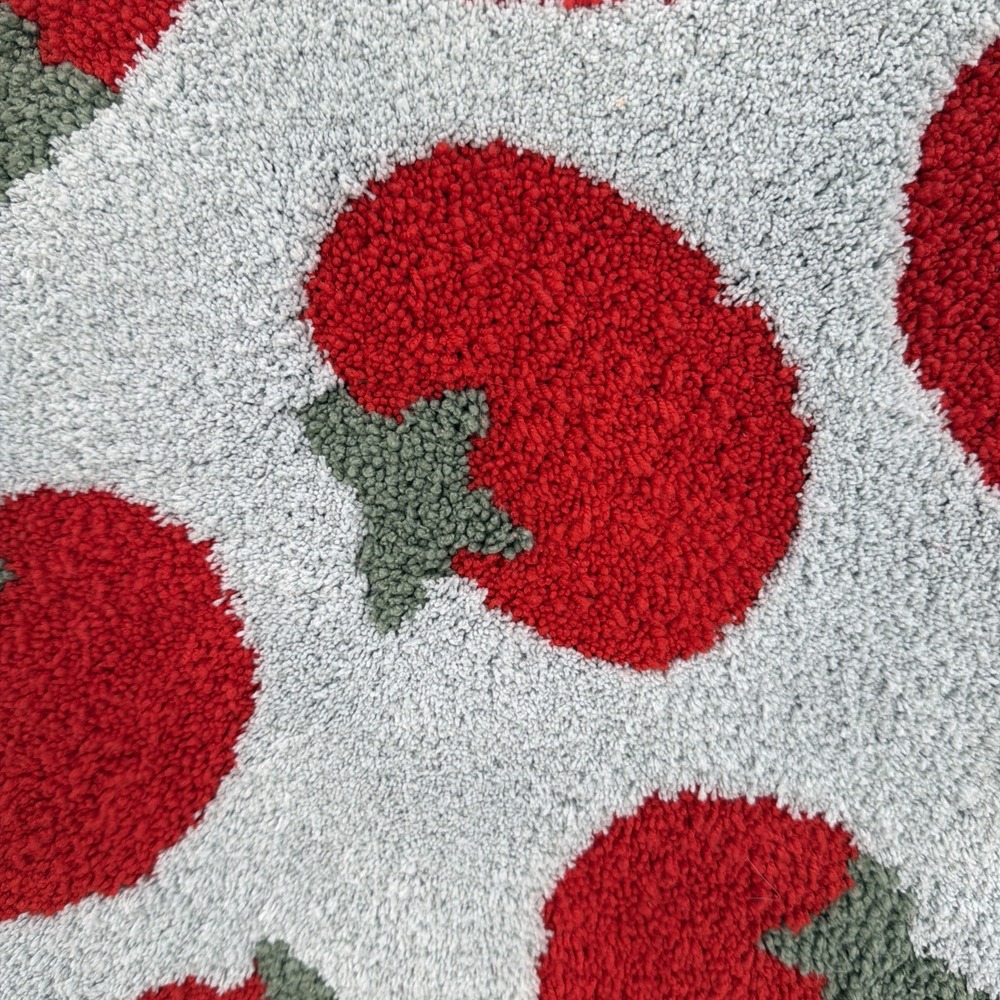 Rachel Ashwell Bathroom Mat 21x31 Blue Red Tomatoes Cottage Shabby Chic Rug - Picture 2 of 9